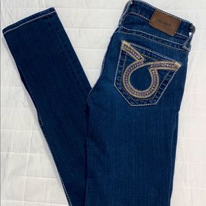 Big Star Blue Skinny Jeans with Decorative Stitching